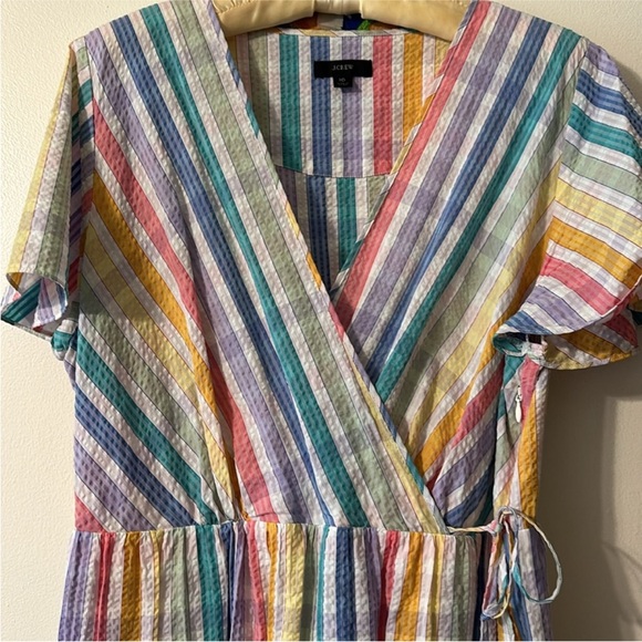 J Crew Faux-wrap dress in rainbow gingham - Picture 4 of 8